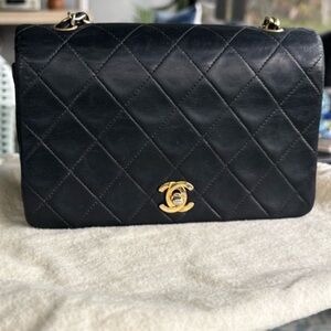Chanel Black Quilted Leather small flap Chain Bag